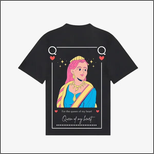 Queen_of_My_Heart_Black_Cotton_Regular_T-shirt_For_Men