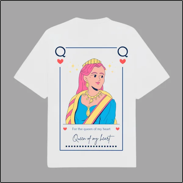 Queen_of_My_Heart_Romantic_Stylish_Love_White_Cotton_Regular_T-shirt_For_Men