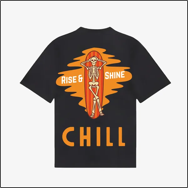 Rise_Shine_Chill_Skeleton_Surfboard_Black_Cotton_Regular_T-shirt_For_Men