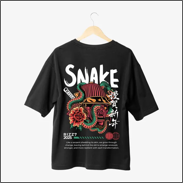 Snake_Bold_Stylish_Black_Cotton_Oversize_T-Shirt_For_Men
