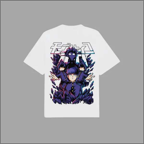Takahiro�s_Psychic_Surge_Mob_Psycho_100_White_Cotton_Regular_T-shirt_For_Men