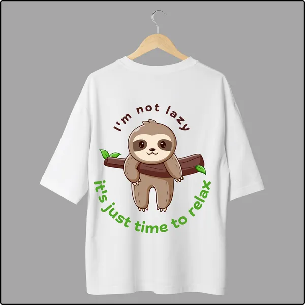 I_Am_Not_Lazy_Oversize_Fun_White_100%_Cotton_T-shirt_For_Men