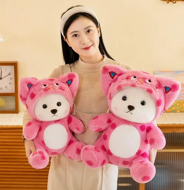 Multicolor_Spotty_Hoodie_Up_Down_Movement_Bear_Plush_Toy_(50_Cm)