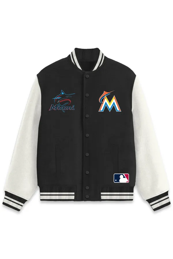 Miami_Marlins_Baseball_Poly_Ponte_Track_Jacket__For_All_Seasons_Round_Neck_T-Shirt_For_Men