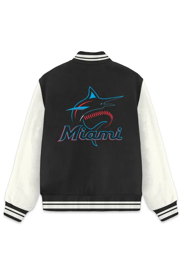 Miami_Marlins_Baseball_Poly_Ponte_Track_Jacket__For_All_Seasons_Round_Neck_T-Shirt_For_Men
