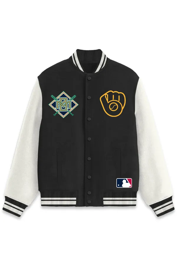 Milwaukee_Brewers_Baseball_Poly_Ponte_Track_Jacket__For_All_Seasons_Round_Neck_T-Shirt_For_Men