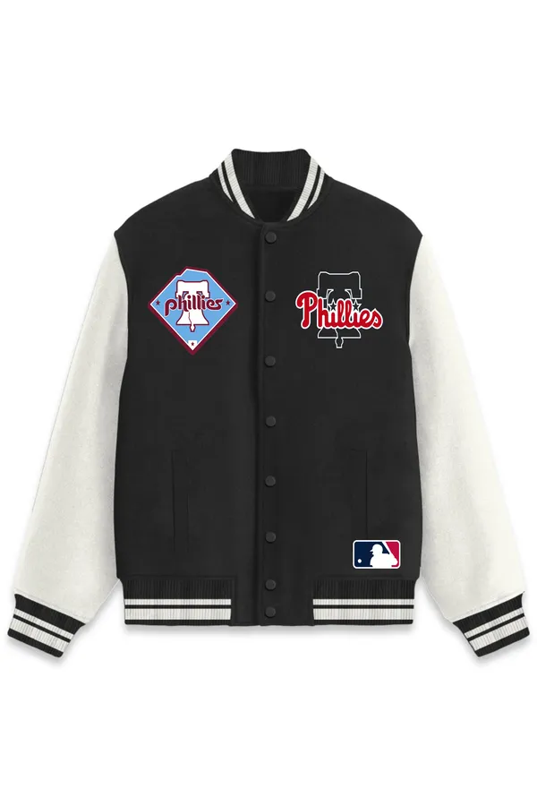 Philadelphia_Phillies_Baseball_Poly_Ponte_Track_Jacket__For_All_Seasons_Round_Neck_T-Shirt_For_Men