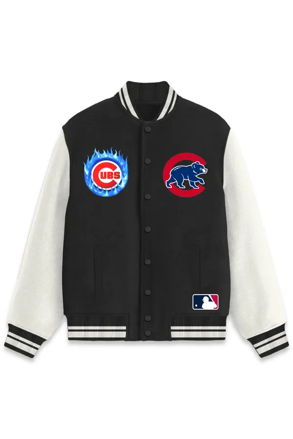 Chicago_Cubs_Baseball_Poly_Ponte_Track_Jacket__For_All_Seasons_Round_Neck_T-Shirt_For_Men