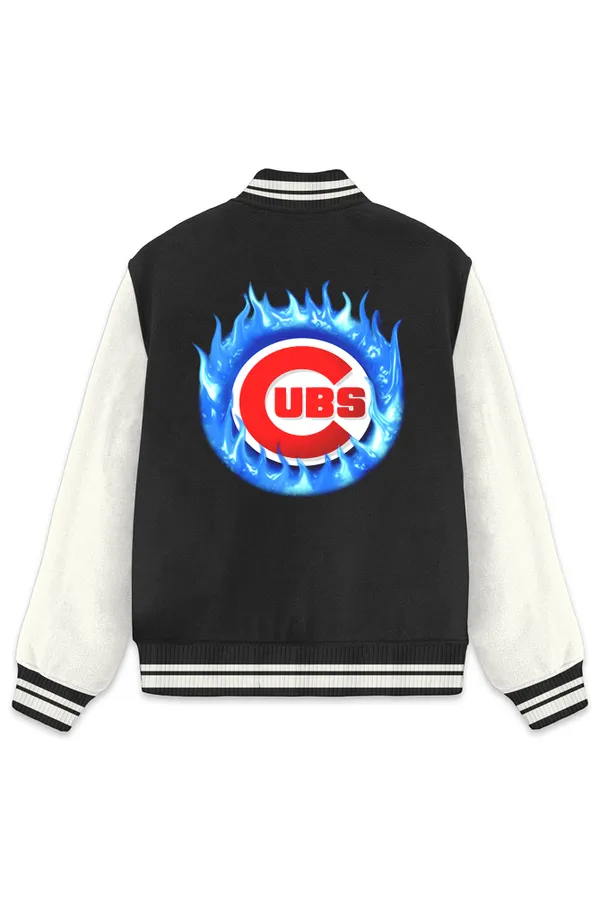 Chicago_Cubs_Baseball_Poly_Ponte_Track_Jacket__For_All_Seasons_Round_Neck_T-Shirt_For_Men