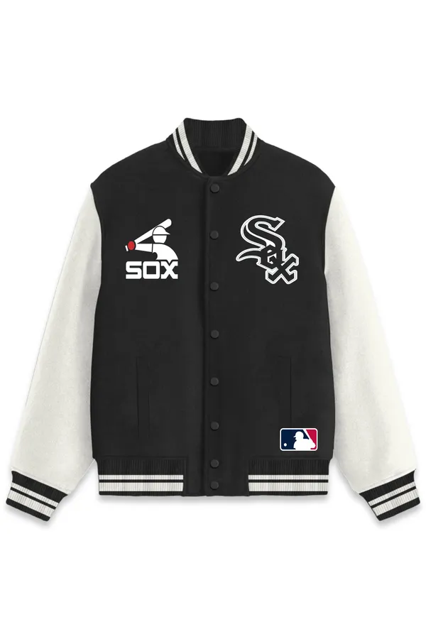 Chicago_White_Sox_Baseball_Poly_Ponte_Track_Jacket__For_All_Seasons_Round_Neck_T-Shirt_For_Men