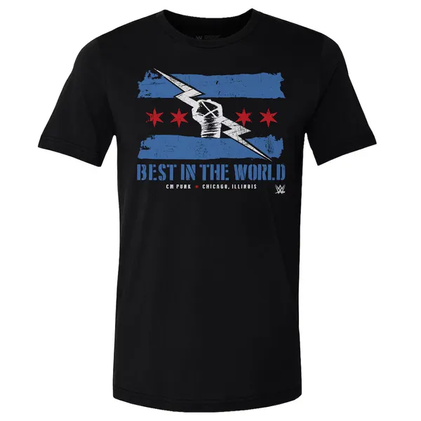 500_Level_Black_CM_Punk_Logo_Flag__Round_Neck_T-Shirt_For_Men