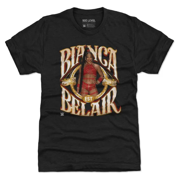 500_Level_Heather_Black_Bianca_Belair_Name_Tri-Blend_T-Shirt