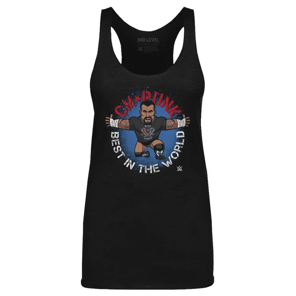 500_Level_Heather_Black_CM_Punk_Big_Shots_Pose_Tri-Blend_T-Shirt