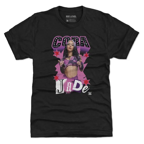 500_Level_Heather_Black_Cora_Jade_Pose_Tri-Blend_T-Shirt