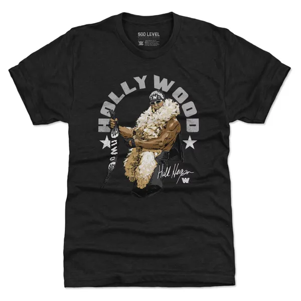 500_Level_Heather_Black_Hulk_Hogan_Hollywood_Arc_Tri-Blend_T-Shirt