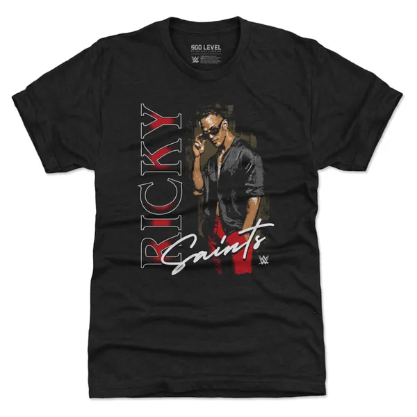 500_Level_Heather_Black_Ricky_Saints_Vertical_Name_Tri-Blend_T-Shirt