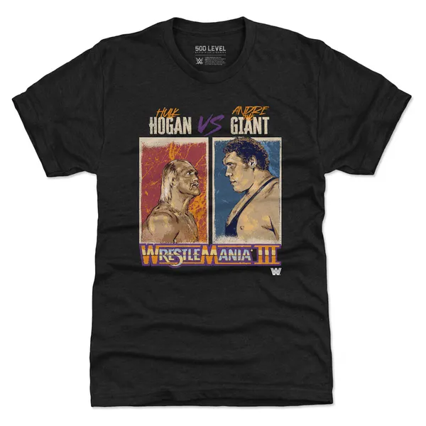 500_Level_Heather_Black_WrestleMania_Hulk_Hogan_Vs._Andre_The_Giant_Premium_Tri-Blend_T-Shirt