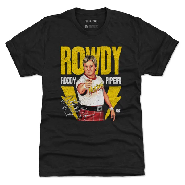 500_Level_Heather_Black_"Rowdy"_Roddy_Piper_Lightning_Tri-Blend_T-Shirt