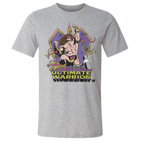 500_Level_Heather_Gray_The_Ultimate_Warrior_Retro_Vector_T-Shirt