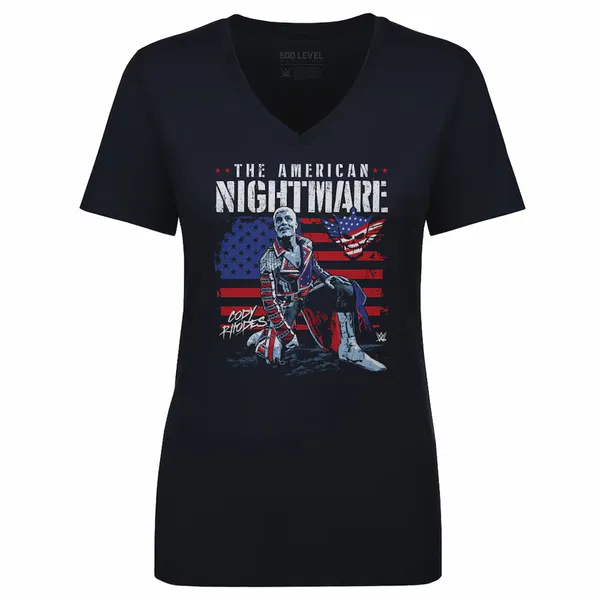500_Level_Navy_Cody_Rhodes_American_Flag_V-Neck_T-Shirt