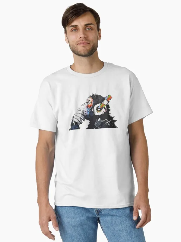 Banksy_Funky_Monkey_DJ_headphones_graffiti_street_art_Classic_T-Shirt