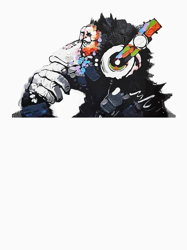 Banksy_Funky_Monkey_DJ_headphones_graffiti_street_art_Classic_T-Shirt