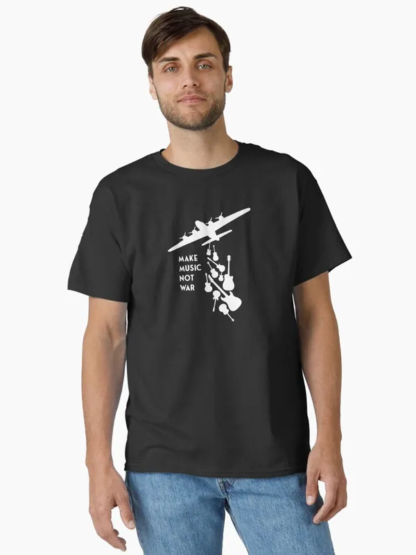 Banksy_Make_Music_Not_War_White_Classic_T-Shirt