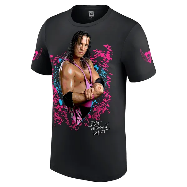 Black_Bret_Hart_Hitman_Superstar__Round_Neck_T-Shirt_For_Men