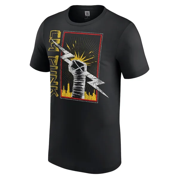 Black_CM_Punk_Chicago_Fist__Round_Neck_T-Shirt_For_Men