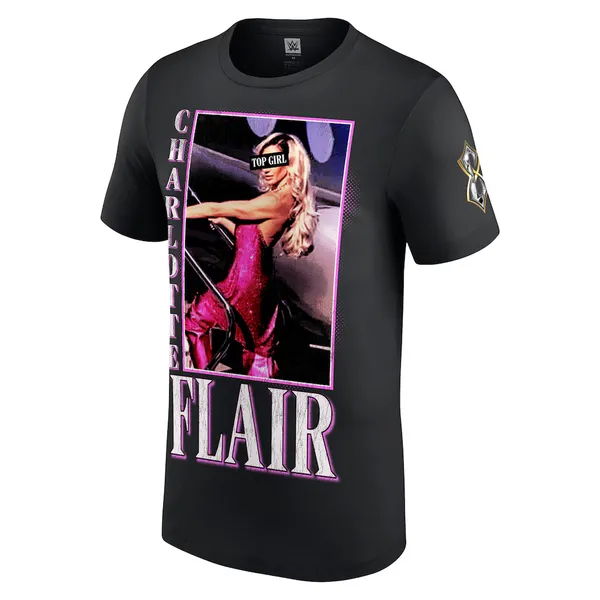 Black_Charlotte_Flair_Top_Girl__Round_Neck_T-Shirt_For_Men