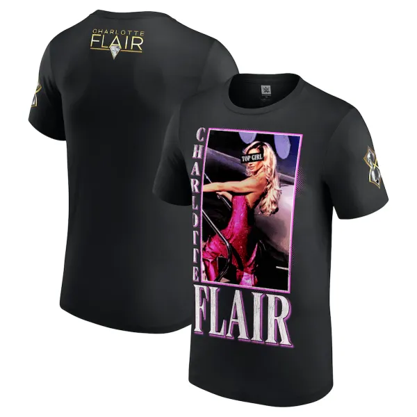 Black_Charlotte_Flair_Top_Girl__Round_Neck_T-Shirt_For_Men