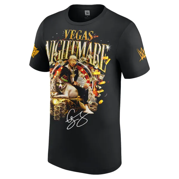 Black_Cody_Rhodes_Vegas_Nightmare_High_Roller__Round_Neck_T-Shirt_For_Men