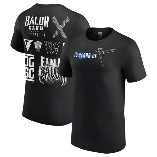 Black_Finn_Bálor_10_Years__Round_Neck_T-Shirt_For_Men