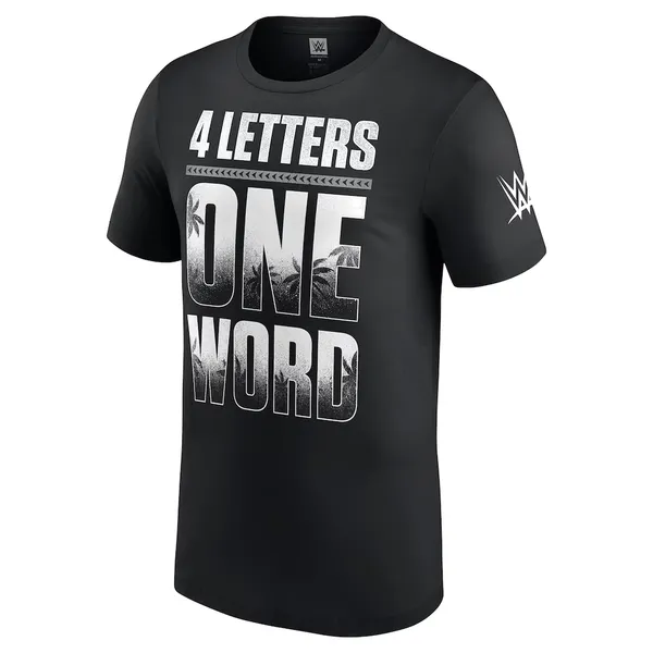 Black_Jey_Uso_Four_Letters,_One_Word__Round_Neck_T-Shirt_For_Men