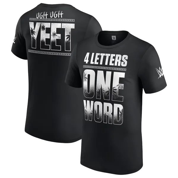 Black_Jey_Uso_Four_Letters,_One_Word__Round_Neck_T-Shirt_For_Men