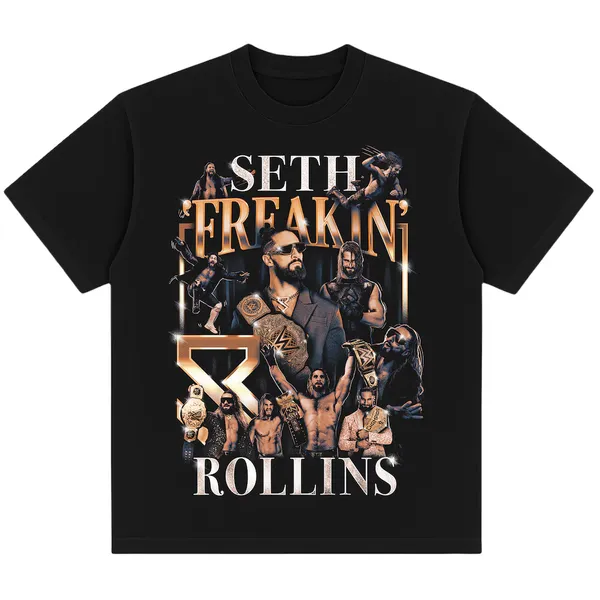 Black_Seth_Rollins_Montage_Boxy__Round_Neck_T-Shirt_For_Men