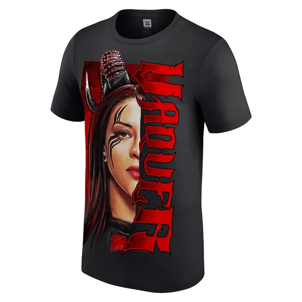 Black_Stephanie_Vaquer_Split_Face__Round_Neck_T-Shirt_For_Men