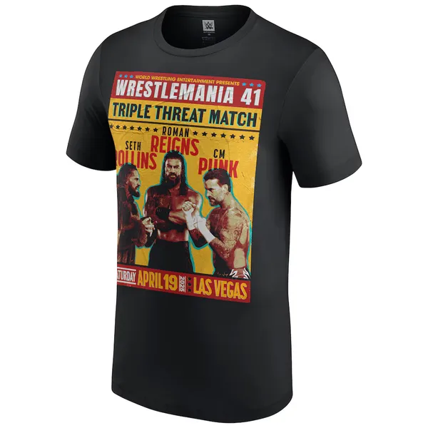 Black_WrestleMania_41_Roman_Reigns_vs._CM_Punk_vs._Seth_Rollins_Triple_Threat_Match_T-Shirt