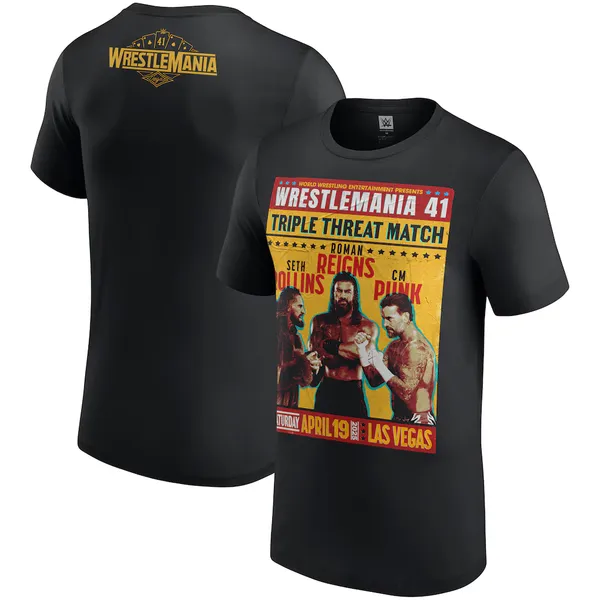 Black_WrestleMania_41_Roman_Reigns_vs._CM_Punk_vs._Seth_Rollins_Triple_Threat_Match_T-Shirt