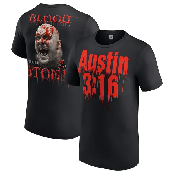 Black_"Stone_Cold"_Steve_Austin_Blood_From_A_Stone__Round_Neck_T-Shirt_For_Men
