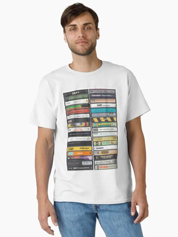 Britpop_Singles_-_90s_Music_Cassette_Print_Classic_T-Shirt