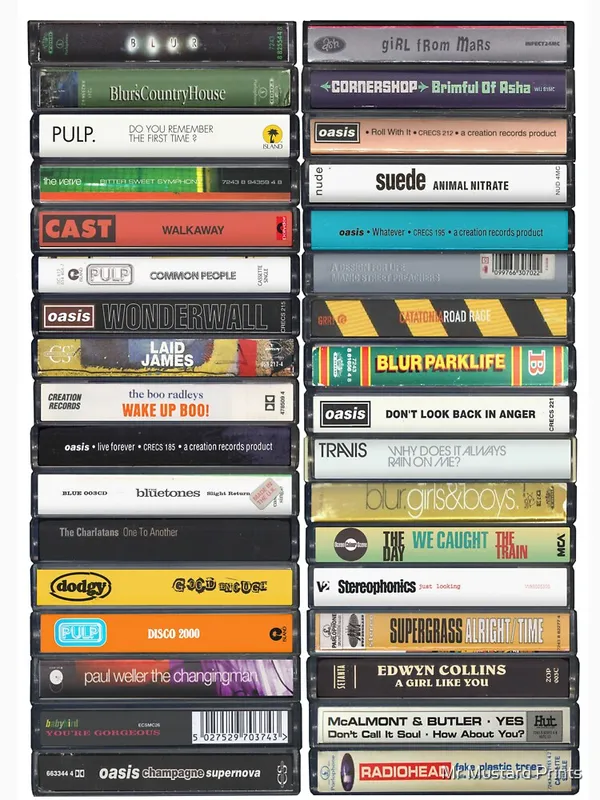 Britpop_Singles_-_90s_Music_Cassette_Print_Classic_T-Shirt