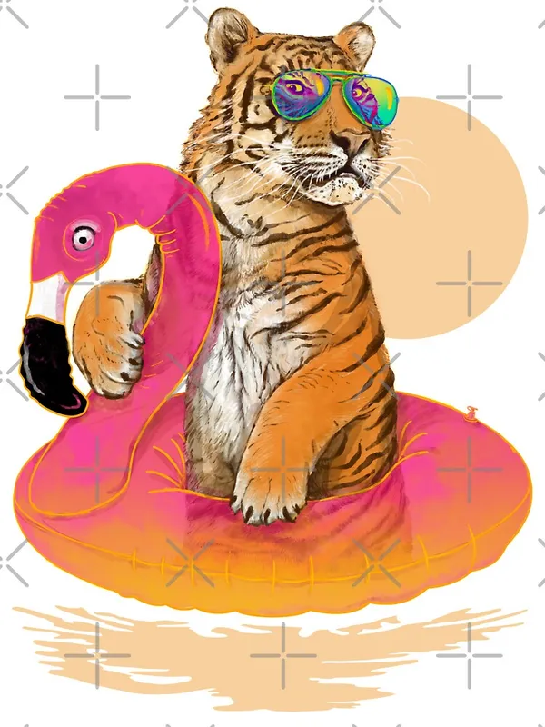 Chillin,_Flamingo_Tiger_Oversized_T-Shirt