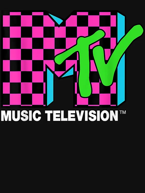 Classic_mtv_logo_pink_and_blue_checker_design_Essential_T-Shirt