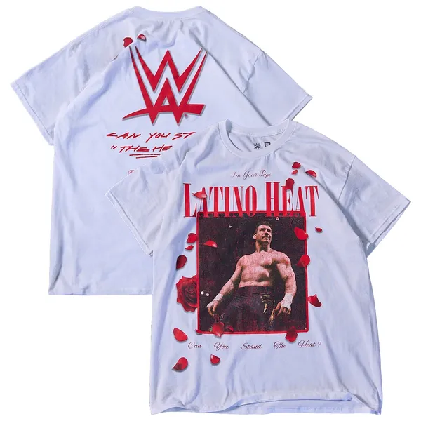 Complex_White_Eddie_Guerrero_Latino_Heat__Round_Neck_T-Shirt_For_Men