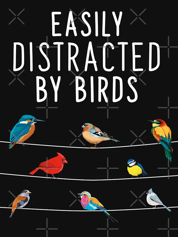 Easily_Distracted_By_Birds,_Birthday_Gift_for_Bird_Lovers,_Birdwatcher_&_Ornithologist_Classic_T-Shirt