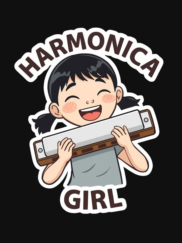 Harmonica_Girl,_Music_Lover_Classic_T-Shirt