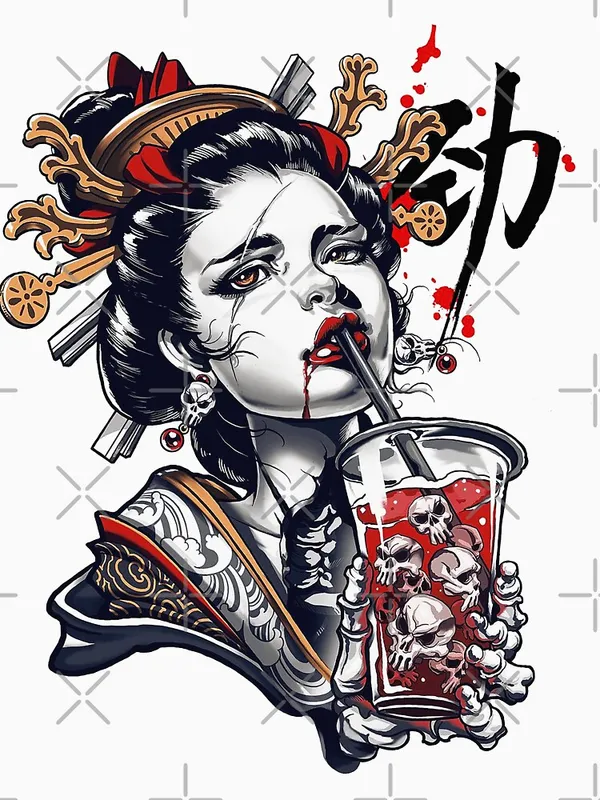 Japanese_Geisha_Girl_Vaporwave_Cyberpunk_Popart_Urban_Style_Classic_T-Shirt