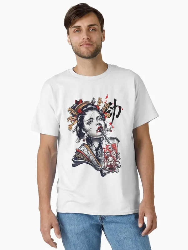 Japanese_Geisha_Girl_Vaporwave_Cyberpunk_Popart_Urban_Style_Classic_T-Shirt