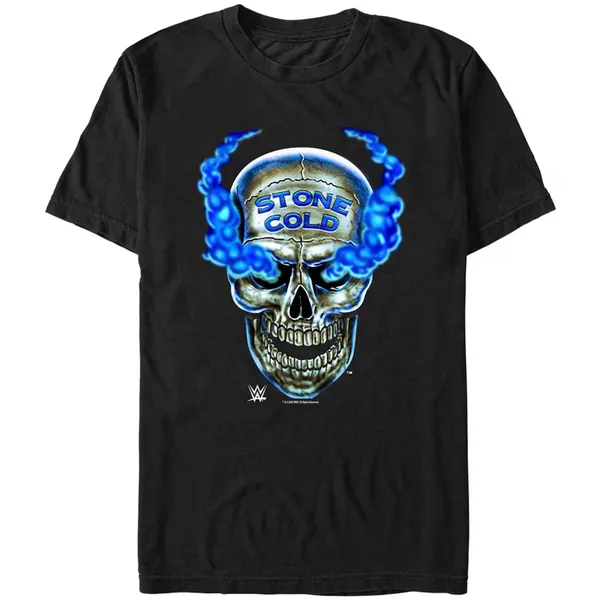 Mad_Engine_Black_"Stone_Cold"_Steve_Austin_Skull_Graphic__Round_Neck_T-Shirt_For_Men